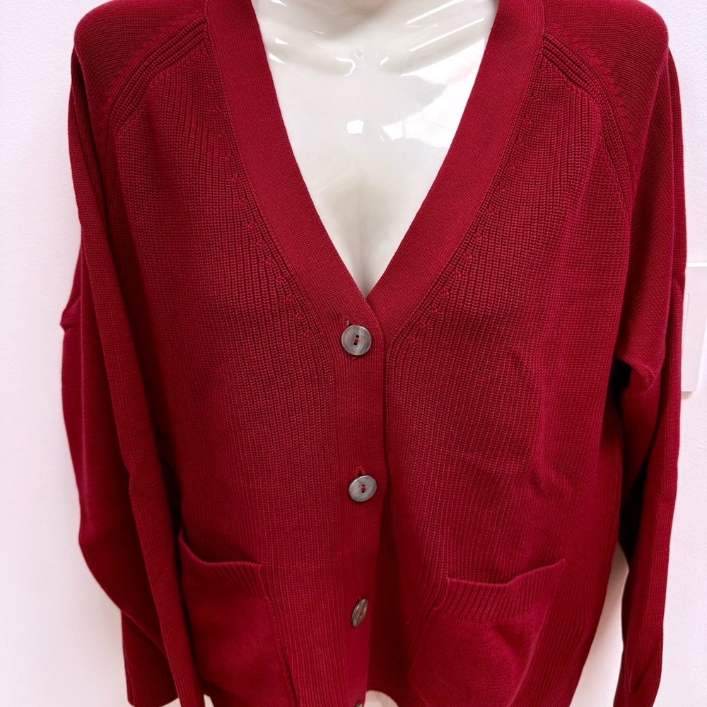Luxury Deep Red Women's Cardigan - new no tags